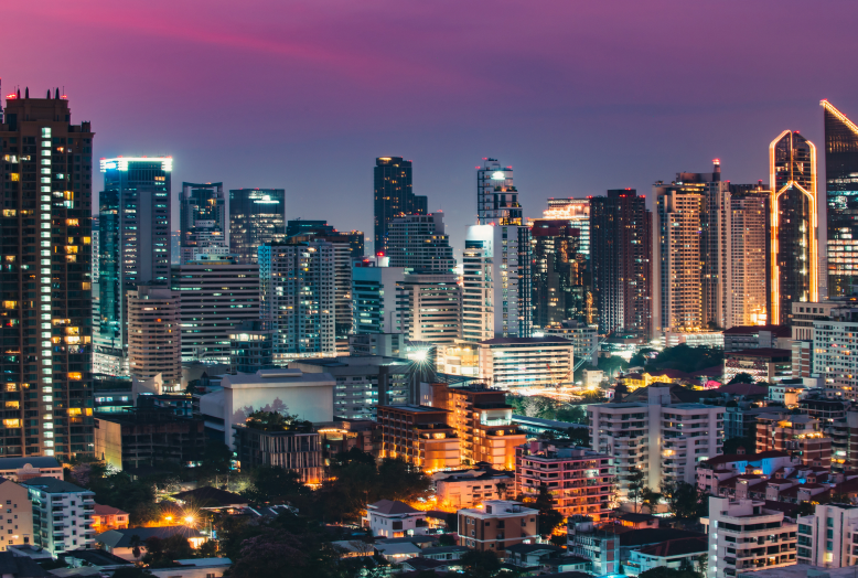 Bangkok city skyline at dusk