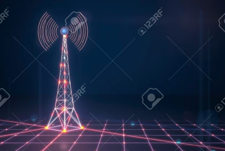 Digital illustration of a telecommunications tower